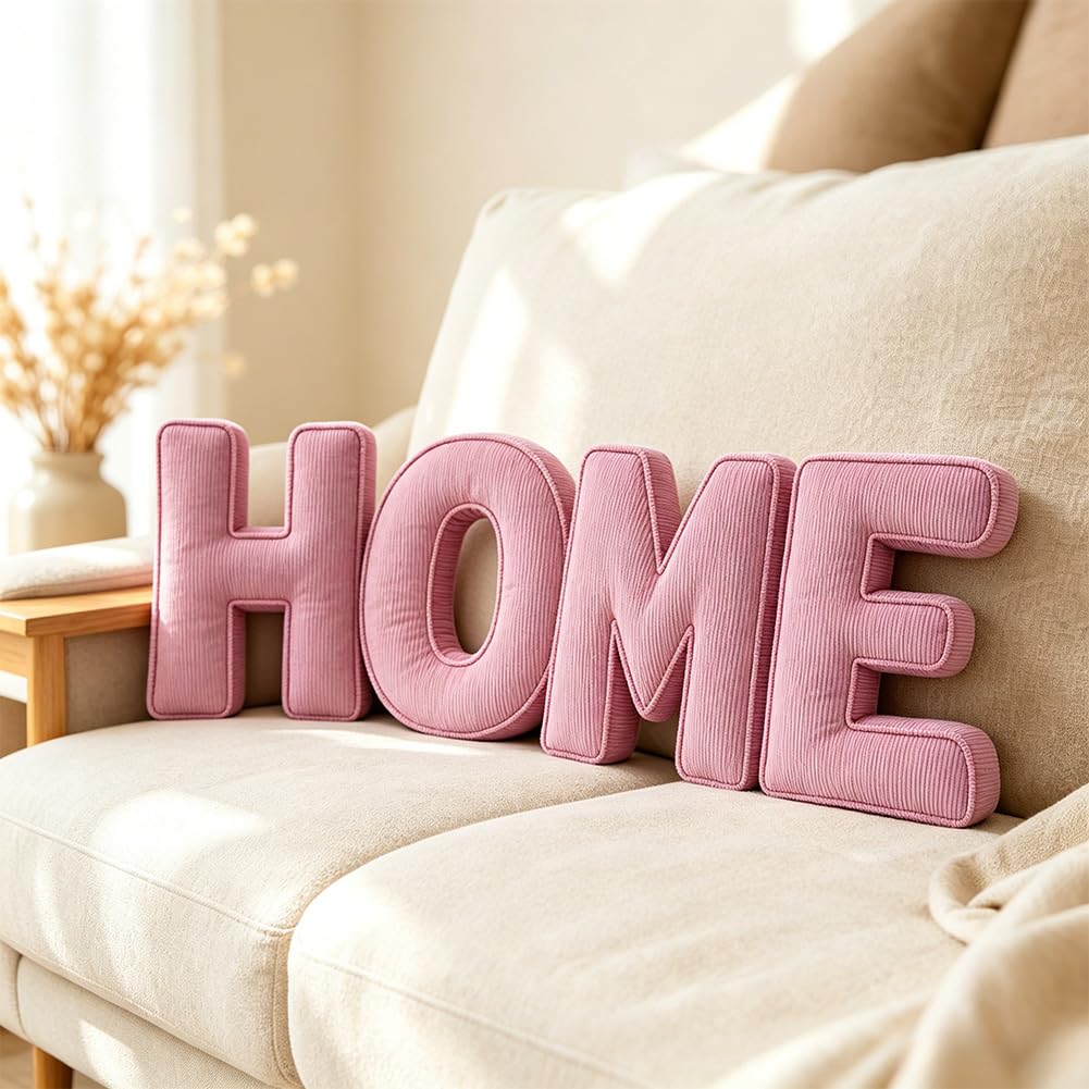Pink Letter Corduroy Pillow Soft Cute L-shaped Cushion Sofa Bedroom Living Room Decorative Pillow