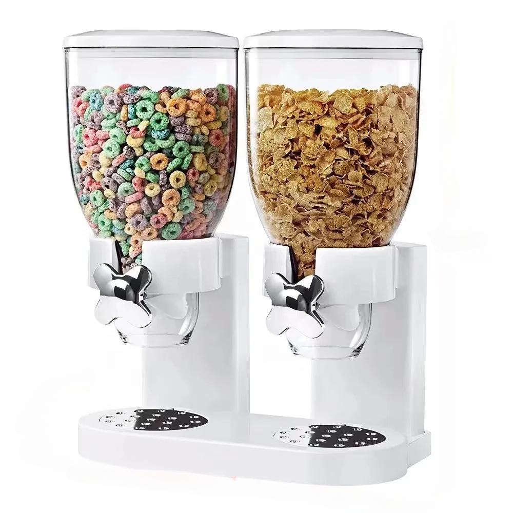 Dry Food Dispenser Dual Control Dry Food Cereal Dispenser Storage Boxes Food Container Round