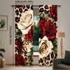 Set Of 2 Leopard Curtain Red White Rose Floral Women Lover Romantic Botanical Bedroom Living Room Dining Curtains Made Polyester Great Window