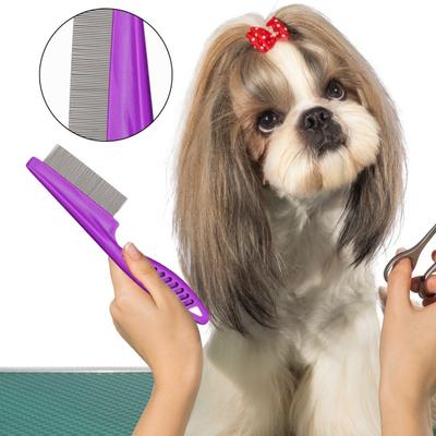Pet Louse Comb Stainless Steel Narrow Smooth Tooth Hanging Hole Pet Grooming Brush Remove Dogs Cats Louse And Hair Massage Comb