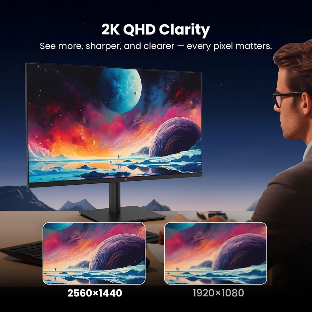 Monitor da Ufficio KTC H27T27, 27 pollici 2560×1440 2K QHD Schermo IPS Veloce, Frequenza di Aggiornamento OC 120Hz, 99% sRGB, HDR, Compatibile FreeSync & G-Sync