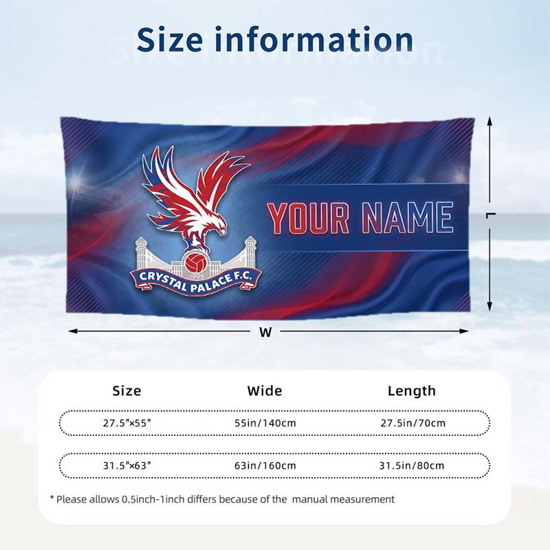 Custom Text Beach Towel, Soft Absorbent Swimming Multi-use TowelCrystal Palace