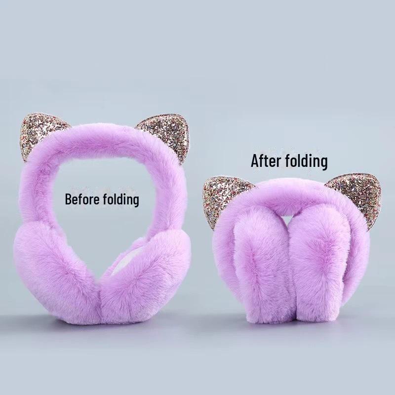 Dámské skládací korejské chlupaté náušníky vysoké hodnoty pro ochranu proti chladu na podzim a v zimě