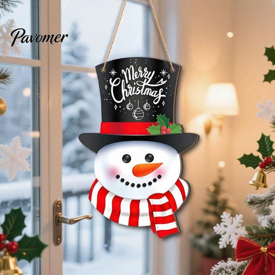 Family Christmas Home Decor Wooden Hanging Pendant, Snowman/Santa Claus/Gnome Ornament with Decorative Craft Pieces Hemp Rope for Indoor Outdoor