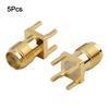5 Pieces For SMA Female RF Coax Connectors with 4mm Mount for PCB Soldering Designed for External For WiFi Antenna Use