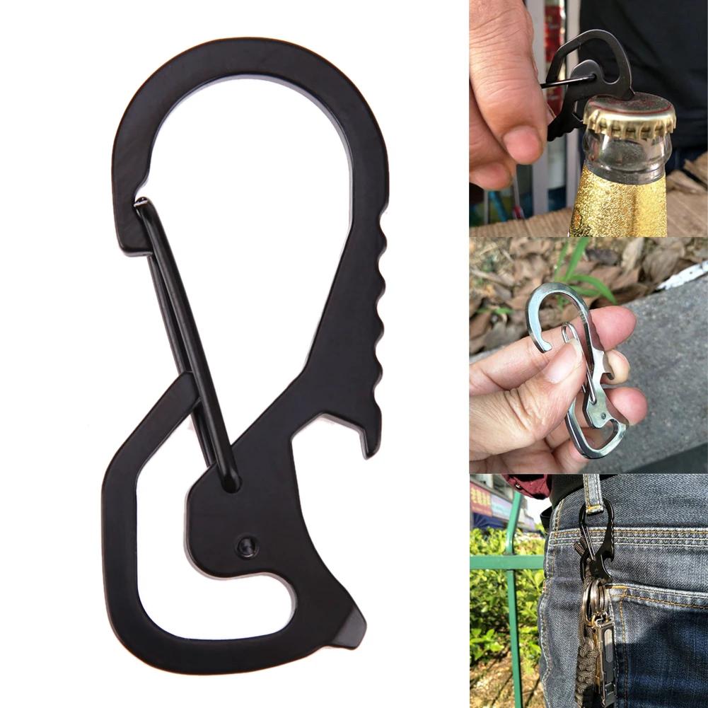 Lifter Sechskantschraubendreher Flaschenöffner Schlüsselring Schlüsselanhängerhaken Outdoor Edelstahl Karabiner Kappe Multitool Wanderzubehör