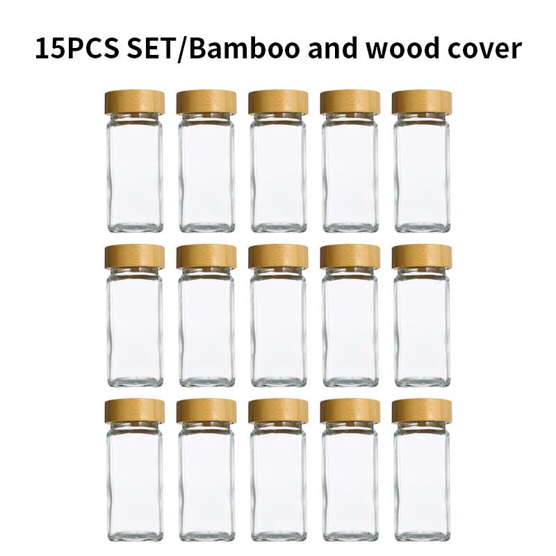Glass Spice Jar Set with Bamboo Lids