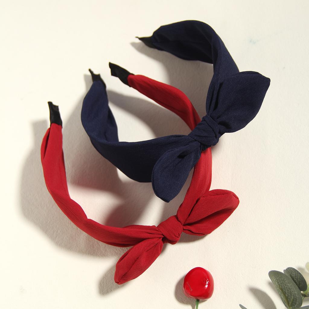 Furling Girl Pack of 1PC Solid Rabbit Ears Bow Knotted Press Hair Wide Hair Hoop for Women Girls Headwear Hair Accessories