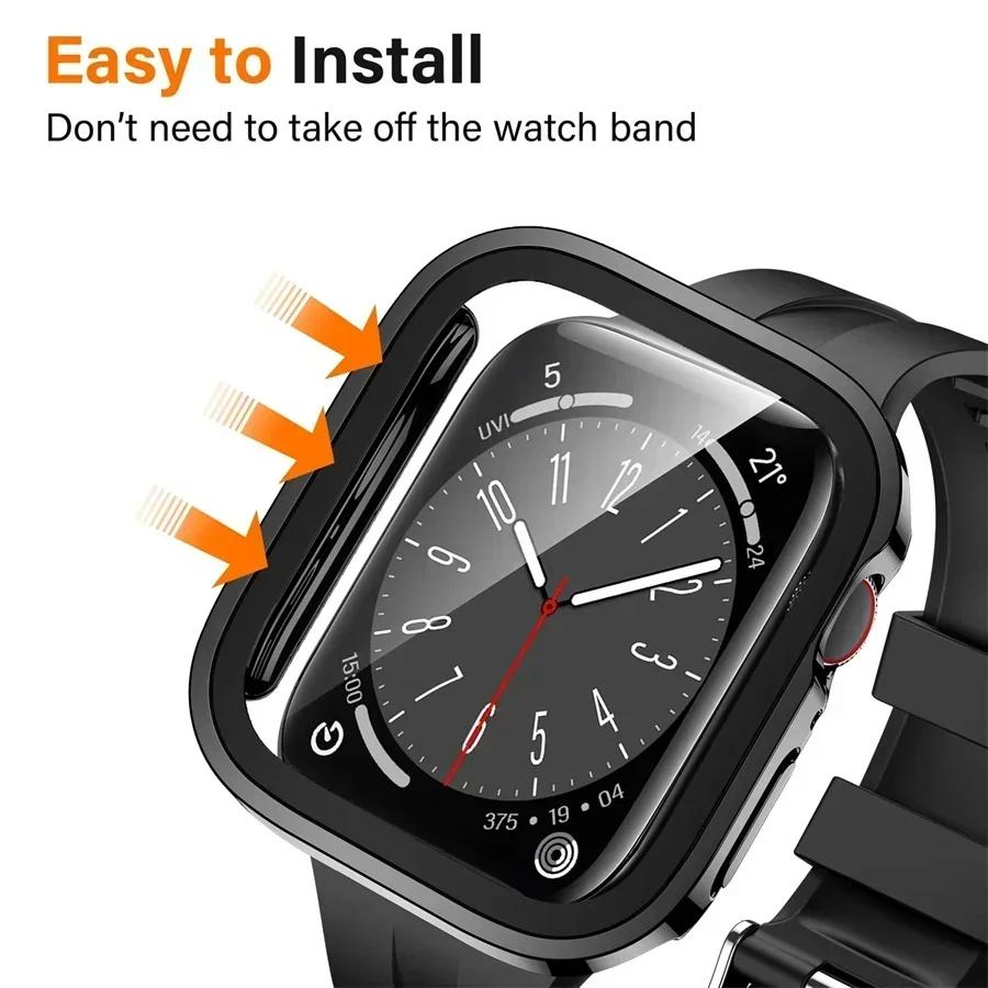 Tempered Glass Cover for Apple Watch Case 46mm 42mm 45mm 41-44-40mm Screen Protector Series 10 7 8 9 SE 5 6 4 IWatch Accessories