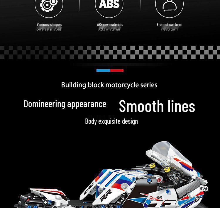 BMW Motorcycle Technic Building Blocks Toy - M000RR. Compatible with Lego, Educational Assembly Gift for Boys & Girls.
