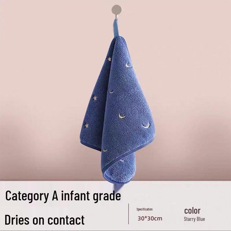 Soft Cute Cartoon Coral Fleece Hanging Hand Towel - Absorbent Kitchen Wiping Cloth