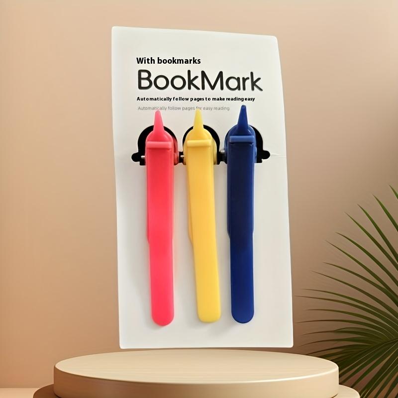 

3 Automatic Follow Bookmarks Are Made of Soft Silicone Material, Simple Style Pictogram Pen Holder, Memory Bookmark Record