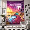 Wall Hanging Tapestry With Custom Name & Text, Among Us Decorative Tapestry For Bedroom