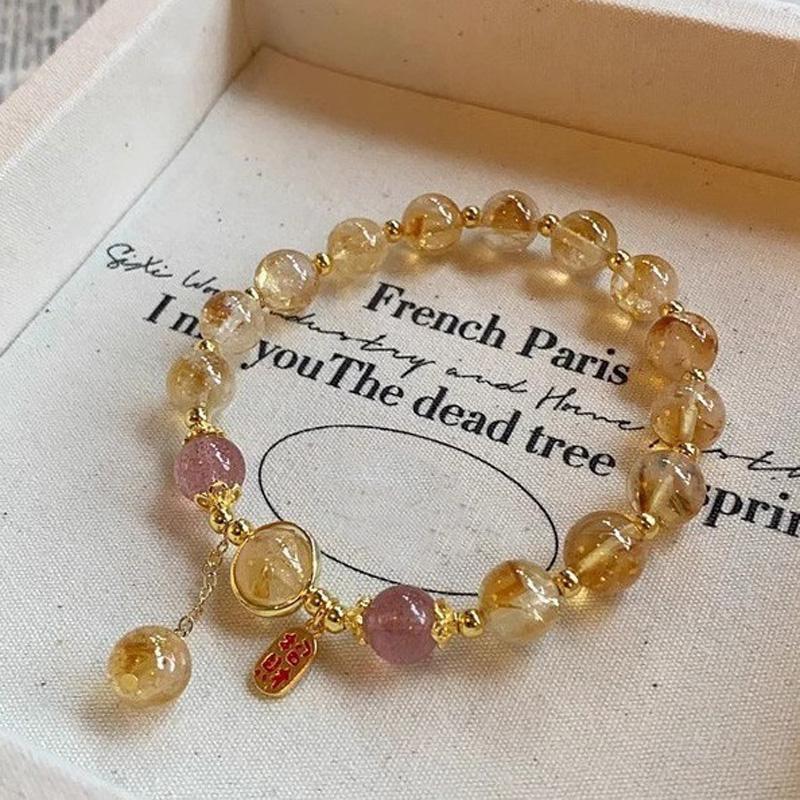 

1Pc Girl s Gift Fashion Beads Dreamy Artificial Yellow Crystal DIY Wristbands Unique Bracelets Chic