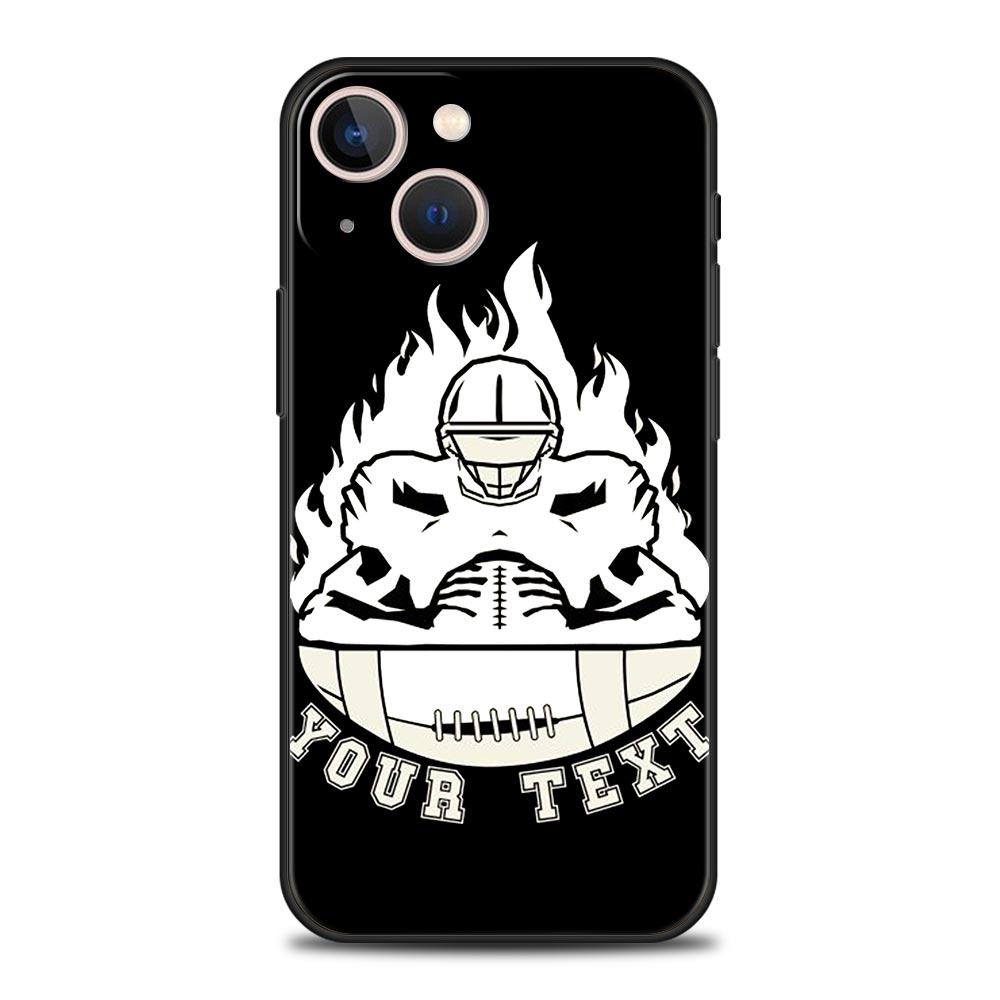 Rugby Ball Luxury Phone Case For iPhone 13 15 14 12 Mini 11 Pro MAX XR X SE XS 7 8 Plus Silicone Black Protection Cover