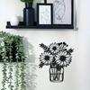 Meticulously 3 Chrysanthemums In Vase Minimalist Metal Wall Art - Modern Home Decor For Bedroom, Living Room, Or Bathroom.