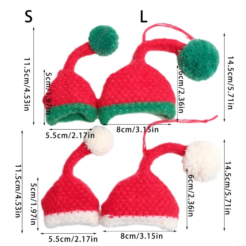 Mini Santa Hat Christmas Ornament Durability Cloth Decorations For Mantel Stocking Gift Wrapping