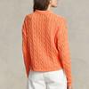 Polo Ralph Lauren FW22 Solid Color Cable Knit Long Sleeve Polo Shirt Distressed Women Tops Orange WMPOKNINB920071-800