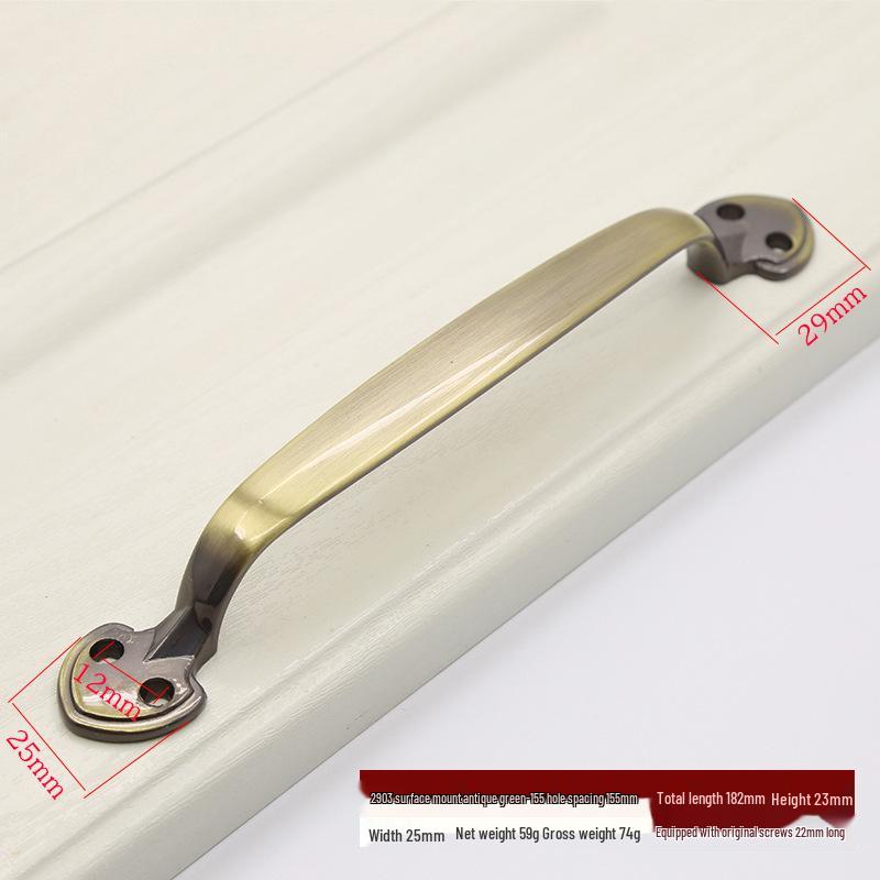 Euro Retro Iron & Wood Handle for Large Door - Antique-Style Sliding or Wardrobe Cabinet Surface-Mount