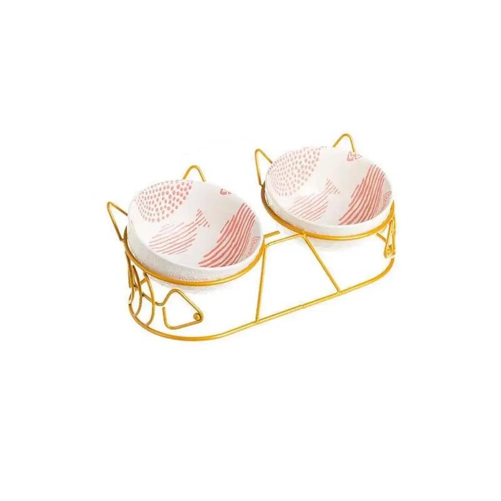 Feeder Drinker Oblique Mouth For Dog Cat Elevated Dishes Water Feeder Container Pet Feeder Bowl Pet Supplies Cat Double Bowl