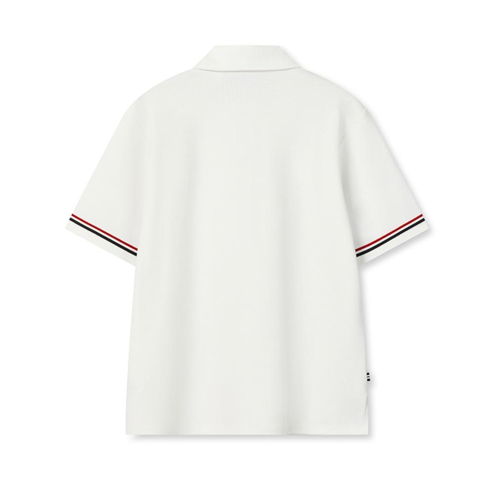 Fila Heritage Fashion Retro Classic Casual Simple Solid Comfortable Versatile Cotton Loose Short Sleeve Polo Shirt Men Tops Cloud-White F11M628116FWT