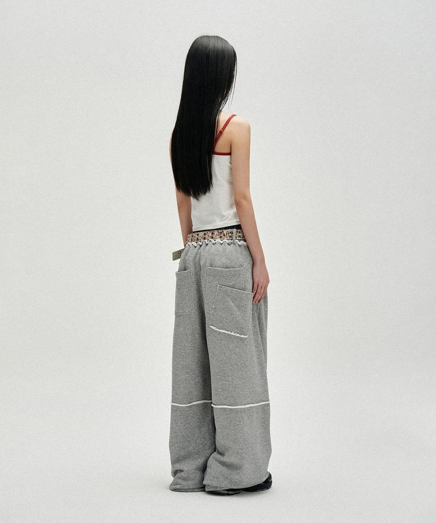 NOT4NERD Raw Edge Curved Biker Sweat Pants - Gray