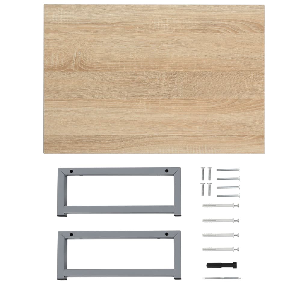 2 Piece Bathroom Furniture Set Ceramic Oak Brown