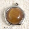 2pcs Vintage Tiger Eye Pendant Sun Oval Round Silver Color Stainless Steel Charms For Jewelry Making Supplies Real Natural Stone