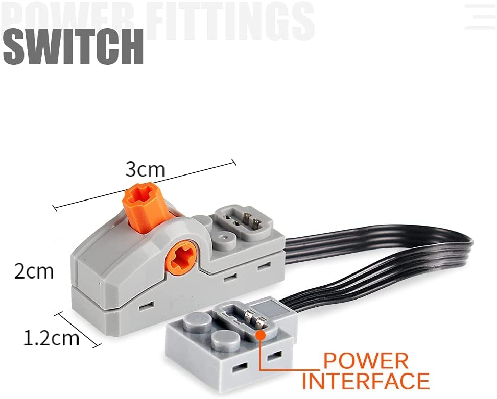 SEEMEY 8pcs Technic Power Function Motor Building Block Parts Programming 2 Medium Motor 2 Box 2 Light Cable 2 Power Function Switch STEM TECHNIC