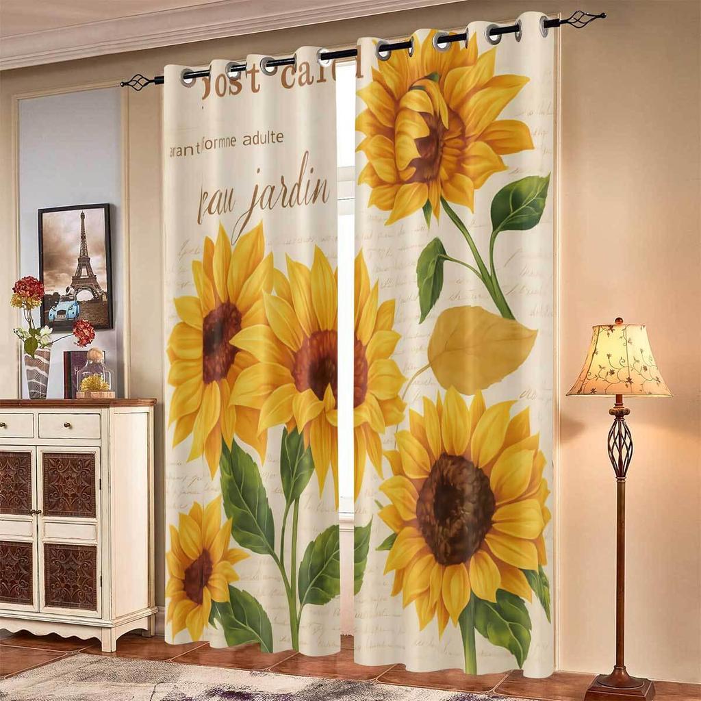 Individuelle Sonnenblumen Verdunkelungsvorhänge - Hochpräziser Digitaldruck, Verdicktes Polyester, Sonnenschutz