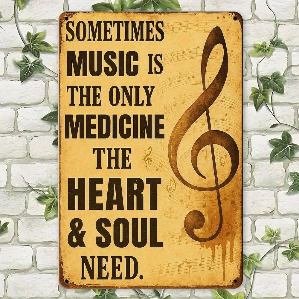 

Sometimes Music is the Only Medicine inspirational metal sign. чистый