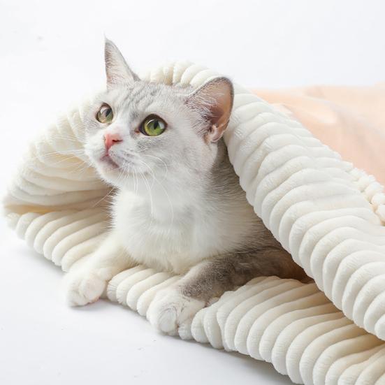 Cat Sleeping Bag with Spacious Pocket Velvet Lining Warm Comfortable Pet