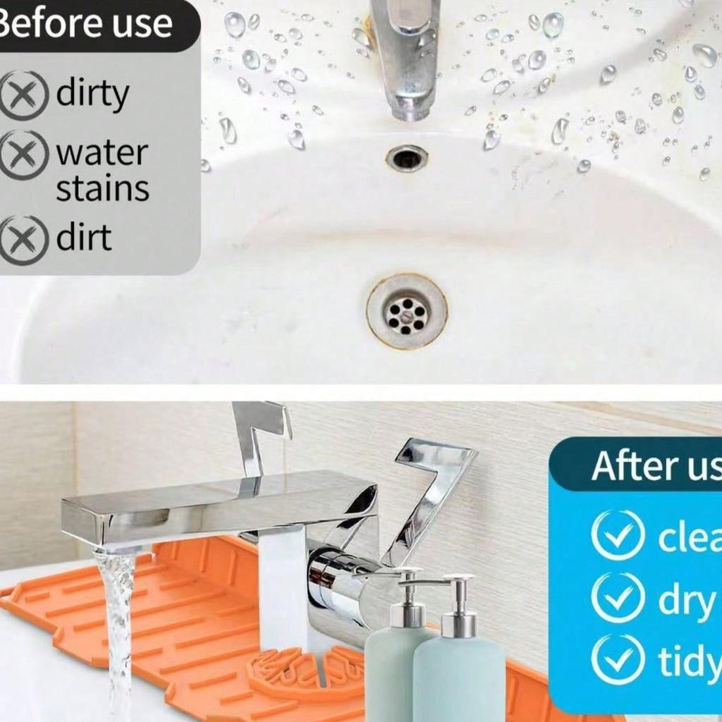 1pc Thick Silicone Faucet Drain Mat, Casual Home Decor