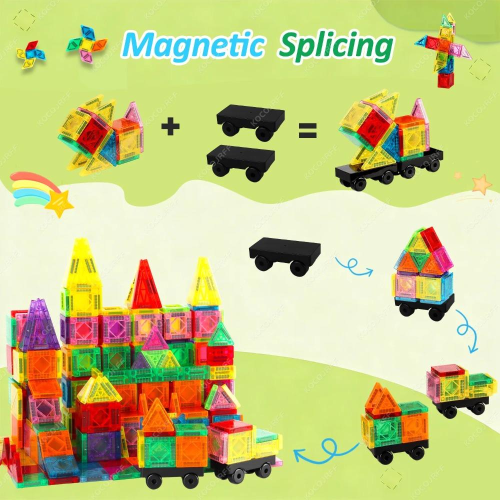 Mini Magnetic Building Blocks Toy with Small Car, Educational Toy for Children, Building Toy, Birthday Gift for Boys and Girls
