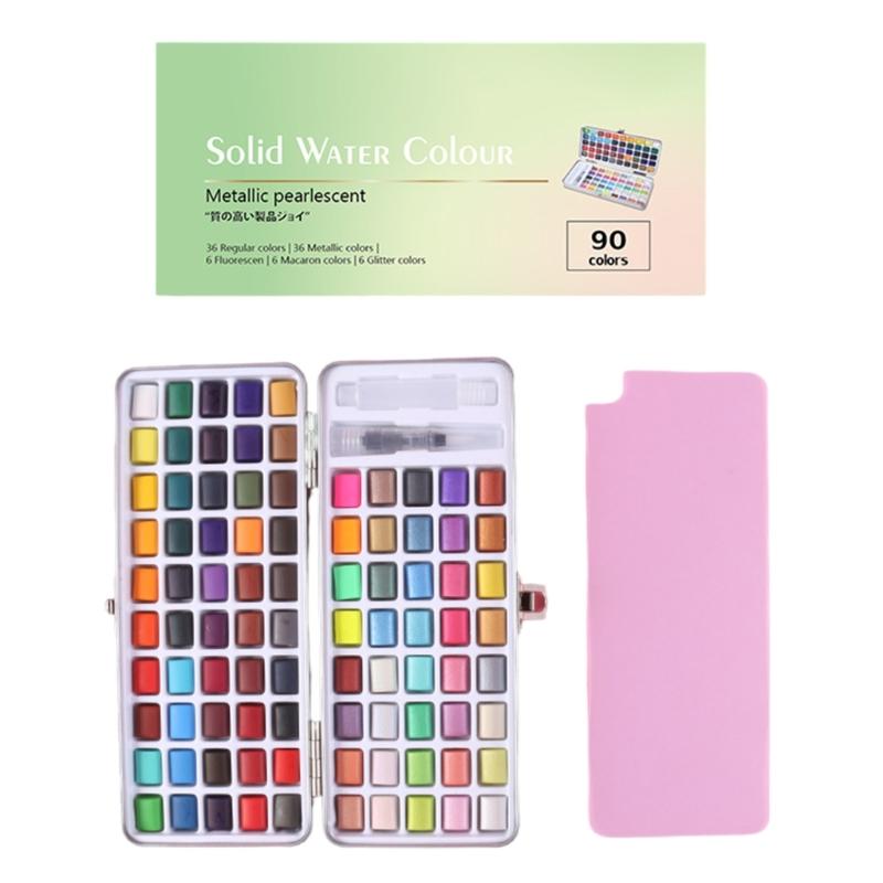 50/72/90/100 Colors Solid Watercolor Paint Set Pearlescent Watercolor Paint Art Painting Supplies for Hobbies Painter