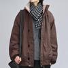 Unisex Autumn Retro Waterproof Stand-Up Collar Sporty Jacket, Solid Color, Loose Fit.