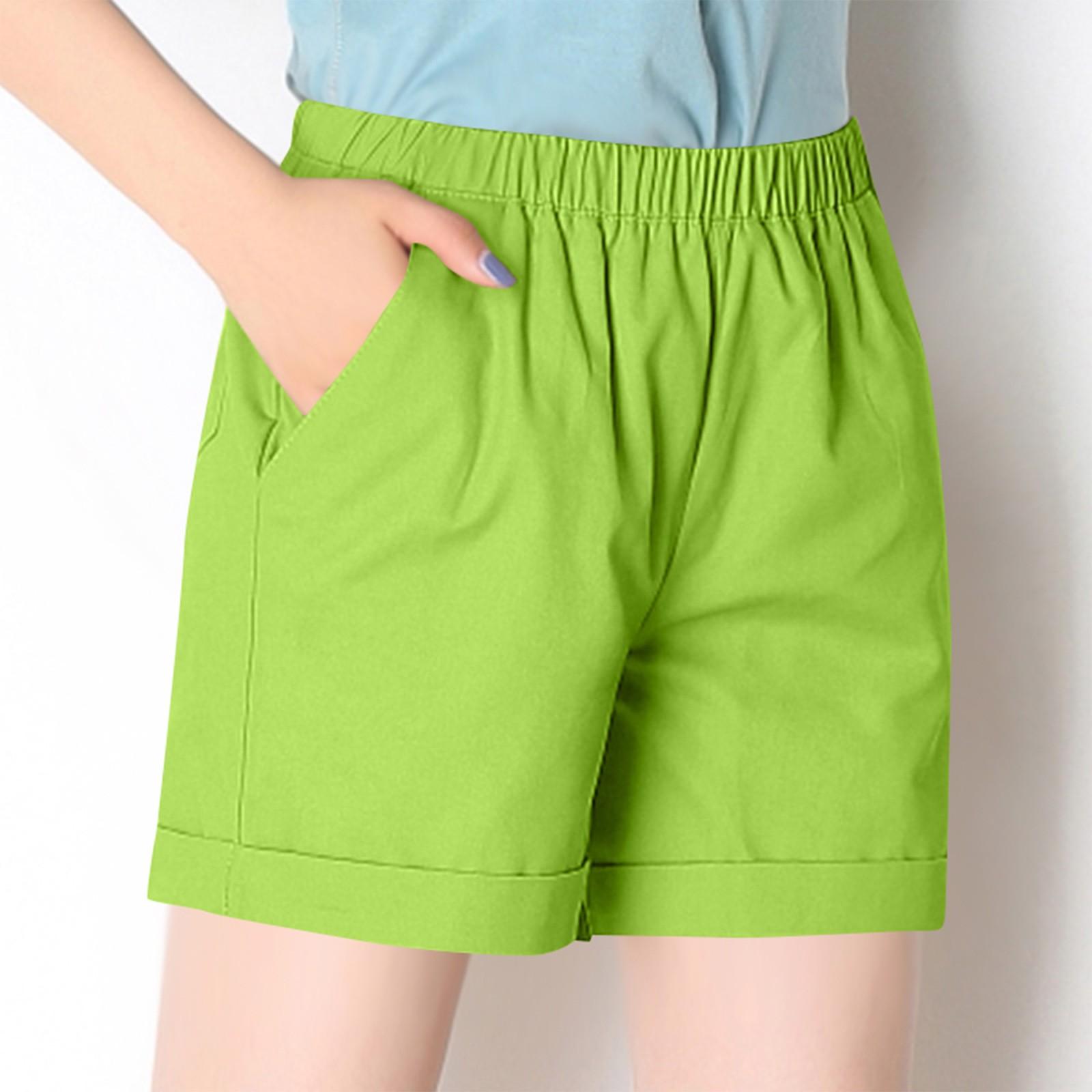 

Женские модные летние шорты с карманами и высокой талией, повседневные брюки XXXXL зелёный