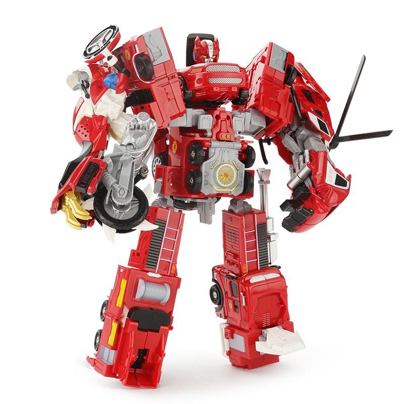 Alloy Version of The Deformed Robot Children's Toy Model Boy Police Car Airplane Fire Truck Combined Car Toy