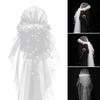 Bridal Veil Bride Hat Elaborate Veil Headscarf Flower White Bachelorette Party Bride Veil Sheer Head Scarf