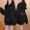 Autumn and Winter Fleece Pullover Hoodie, Fashionable Cartoon Print, Large Size Loose, Slimming, Versatile Hoodie