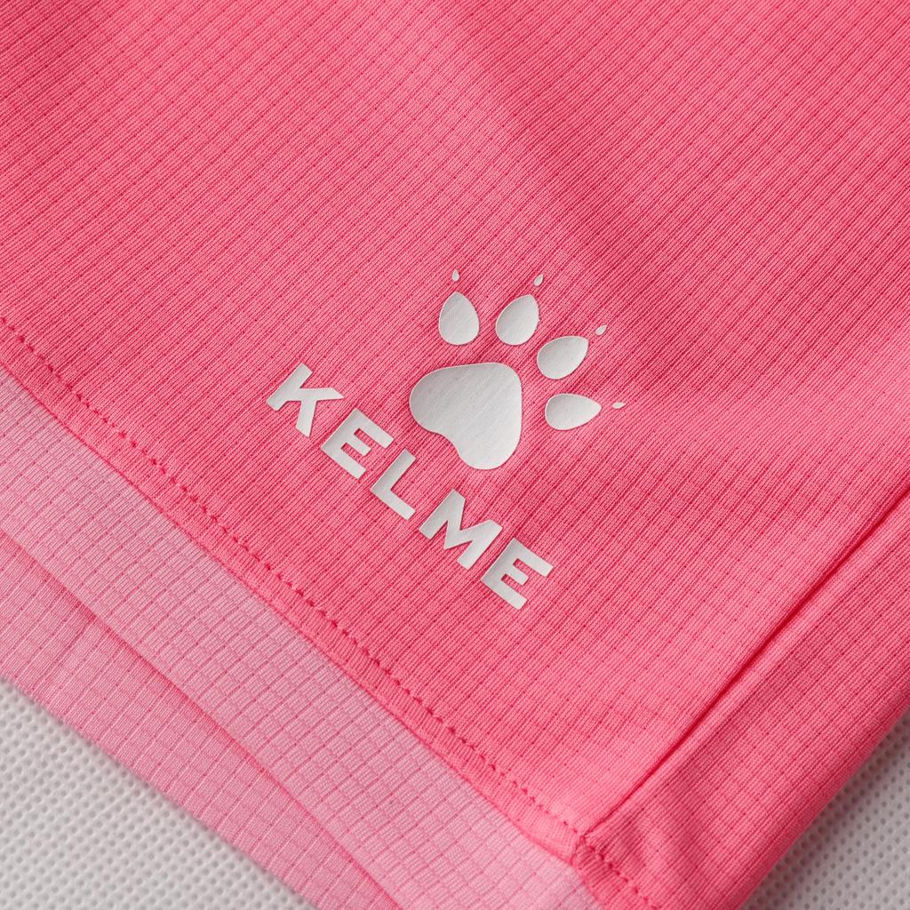 Kelme Junior Soccer Training Wear, Quick-Drying, Breathable, Short Sleeve and Shorts Set (Pink, Size 160cm)