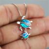 Bohemia Charm Turtle Pendant Necklace For Women Inlay Crystal Blue Imitation Opal Necklace Jewelry Gift for Her