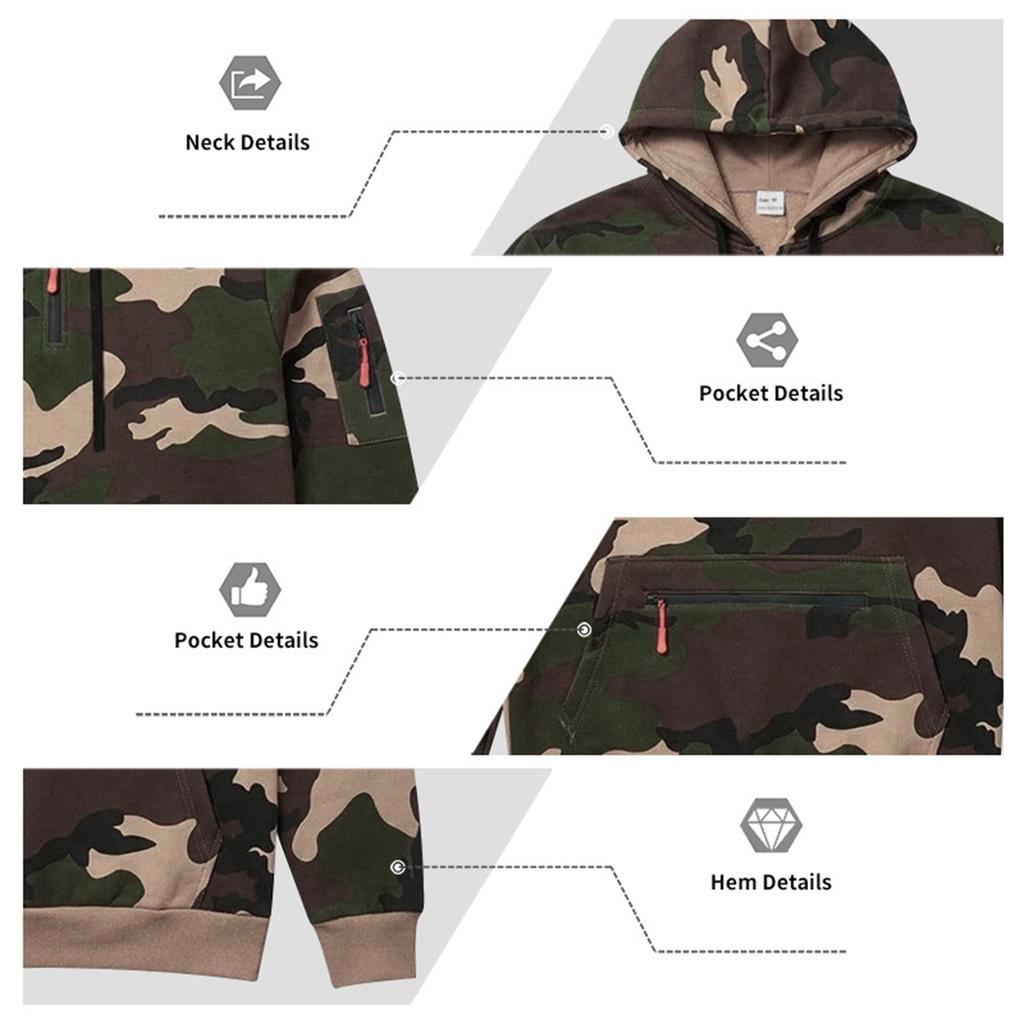 Men's -Lined Hoodie with Pattern and Utility Pockets Outdoor