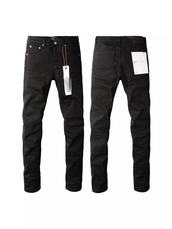 Blugi Bărbați PU Trendy Elastic Slim Fit Rupti cu Petice Negru și Alb Medium black
