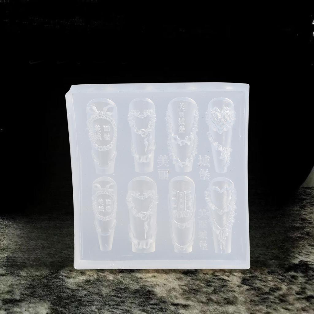 Food Grade Silicone Nail Art Mold With Carved Floral Design For Resin Crafts Easy Demolding DIY Accessories