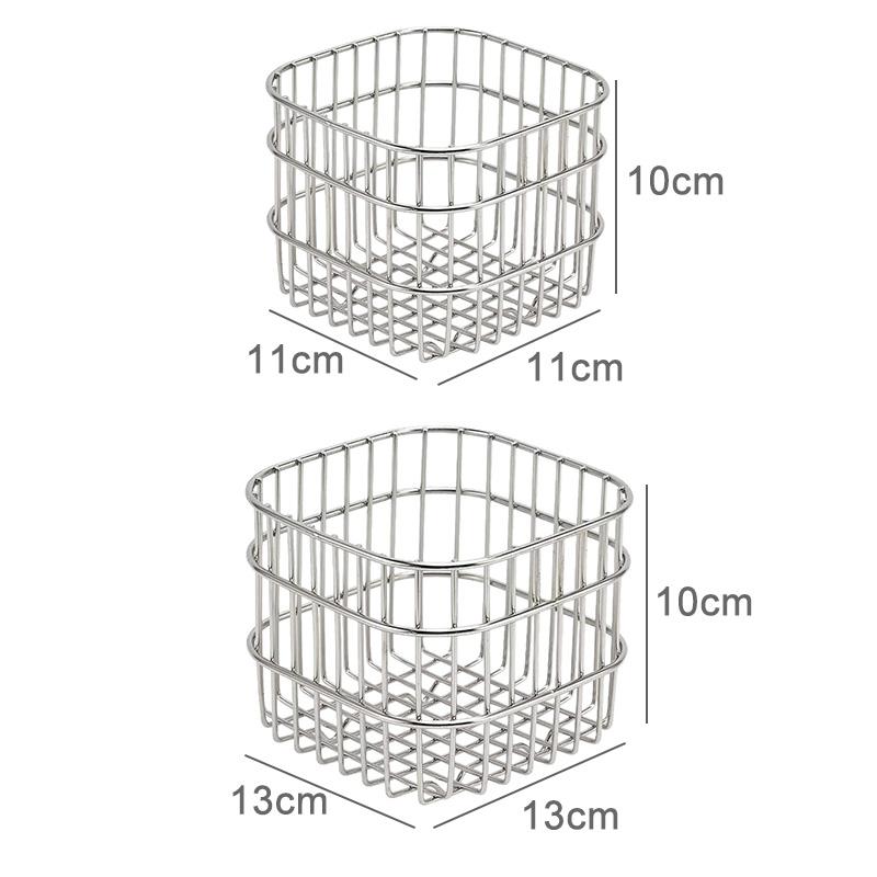 Cesto portaoggetti quadrato in acciaio inossidabile - Contenitore organizer in metallo per cucina, cosmetici, scrivania e articoli vari