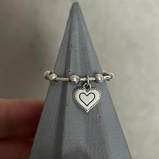 Korean Retro Peach Heart Pendant Adjustable Ring – European  American Style Open Adjustable