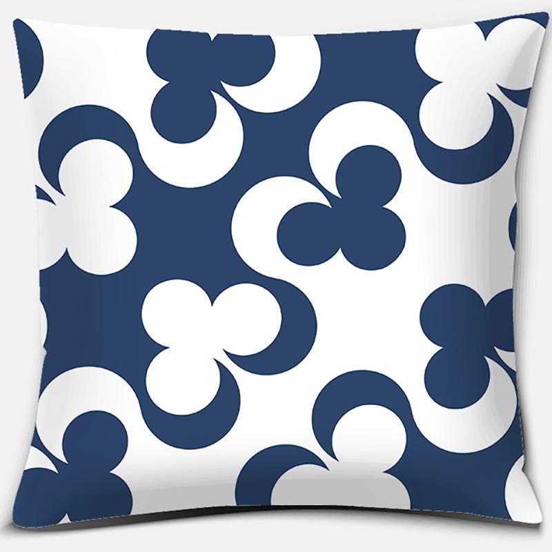 Geometric Collection Dark Blue Pattern Home Decor Pillowcase Square   Office