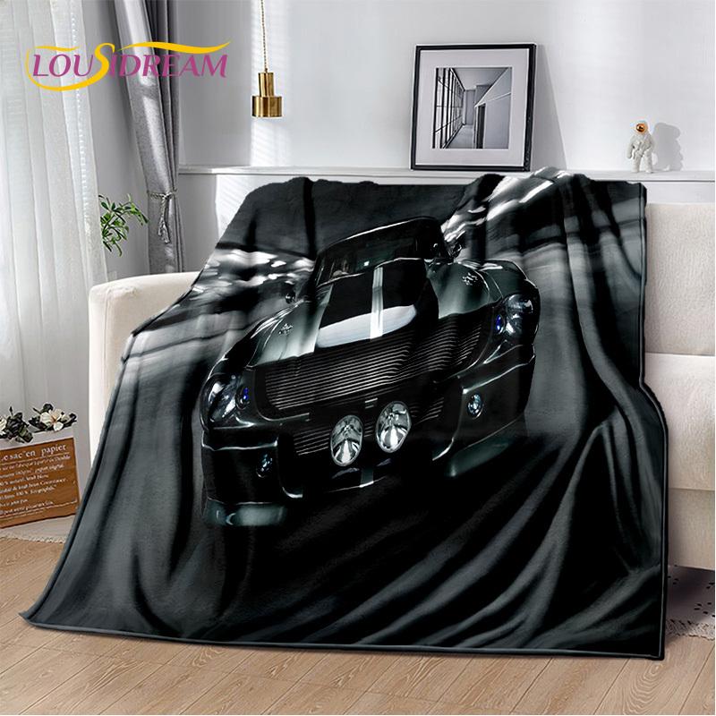 Klassiker 3D F-Ford GTR Mustang Auto Weiche Decken, Halten Warm Kuscheldecke Bequeme Decke für Picknick Betten Sofa Zuhause Schlafzimmer
