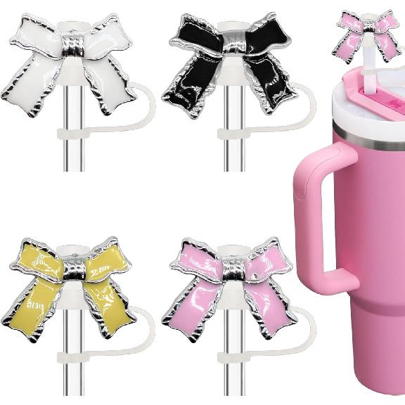 Bling Diamond Straw Cover for Stanley Cup Accessories - Silicone Straw Toppers with Silver Rhinestone fit 9-12mm Straws